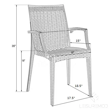 Weave Mace Indoor/Outdoor Chair (With Arms), Set of 2